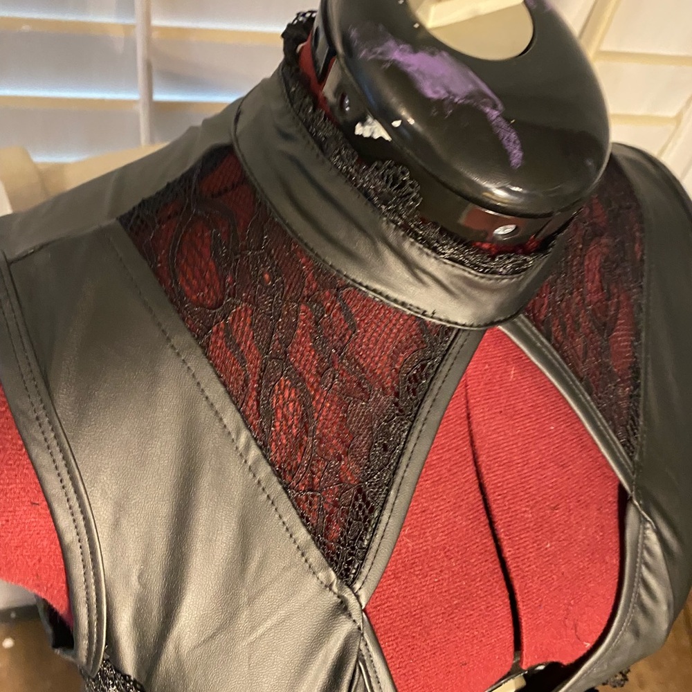 Black faux leather blouse dress - Picture 9 of 11